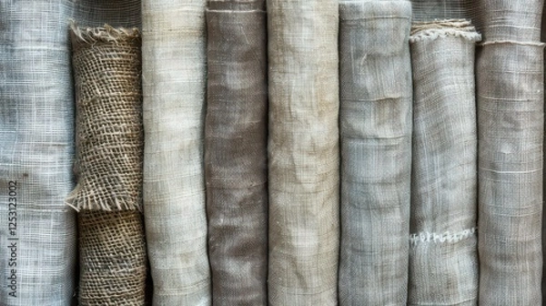 Obraz Linen fabric rolls arranged in a row, ideal for banners or poster