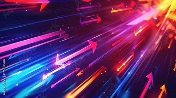Fototapeta Modern abstract high-speed movement. Colorful dynamic motion on blue background. Movement technology pattern for banner or poster design background concept.