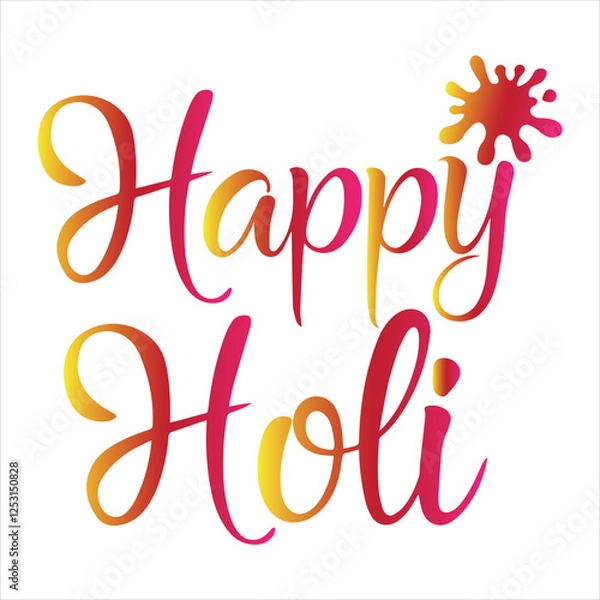 Fototapeta Happy Holi Gradient Bright Color Vector Typography Illustration
