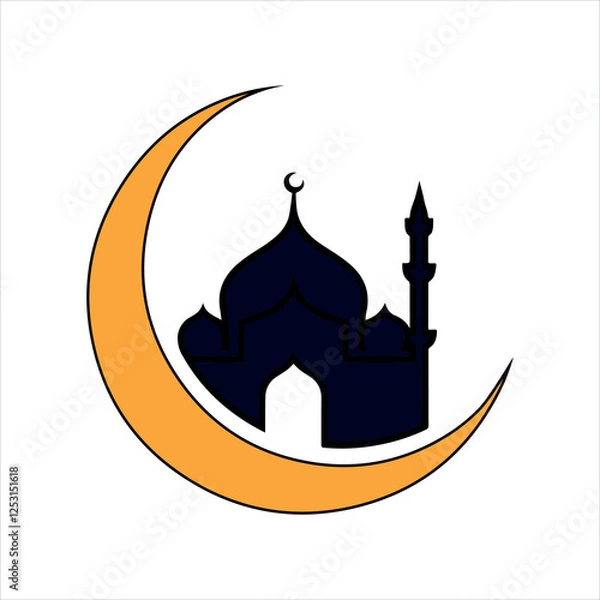 Fototapeta Ramadan Kareem Mosque Crescent Moon Icon Vector Illustration