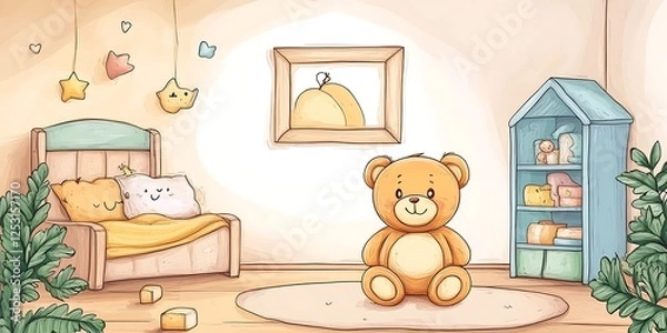 Fototapeta Childrens Room Teddy Bear Illustration