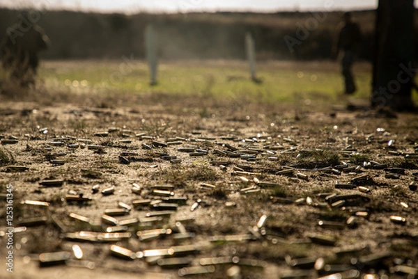 Obraz ammo shells on the training field