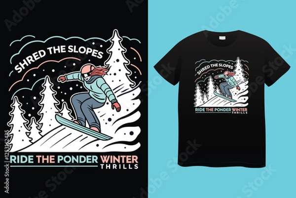 Fototapeta Snowboarding t-shirt design. Vector vintage illustration.