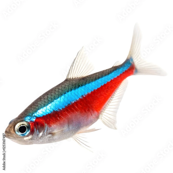 Fototapeta Beautiful Rare Neon Tetra fish in isolate background