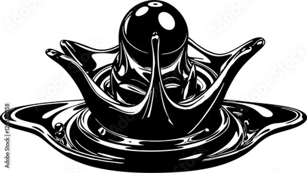 Fototapeta abstract fluid shape, black and white, organic curves, liquid motion, high contrast, symmetrical design, flowing lines, smooth texture