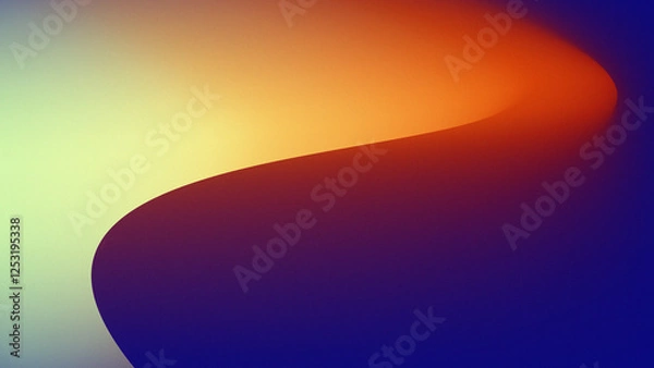 Fototapeta Abstract blue, yellow orange multicolor gradient wave edge with grainy texture background design
