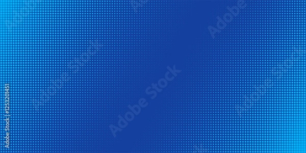 Obraz Blue pixel background. Abstract digital pattern with square elements grid. Futuristic dotted mesh with gradient effect. Geometric minimal digital design. Modern vector illustration.