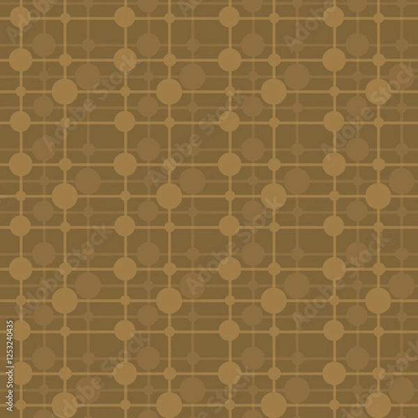 Obraz Abstract geometric seamless pattern of brown circles and lines. Geometric shapes on a light brown background.