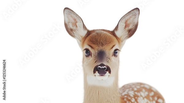 Fototapeta Charming Baby Deer with Gentle Features on Isolated White Background (PNG)