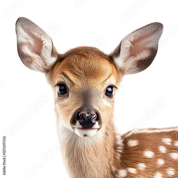 Fototapeta Charming Deer with Gentle Features on Isolated White Background (PNG)