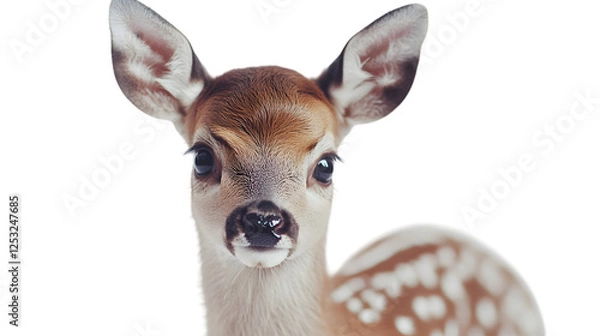 Fototapeta Charming Deer with Gentle Features on Isolated White Background (PNG)