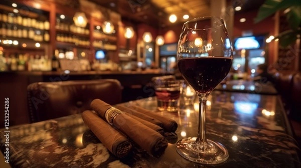 Obraz cigars with wine