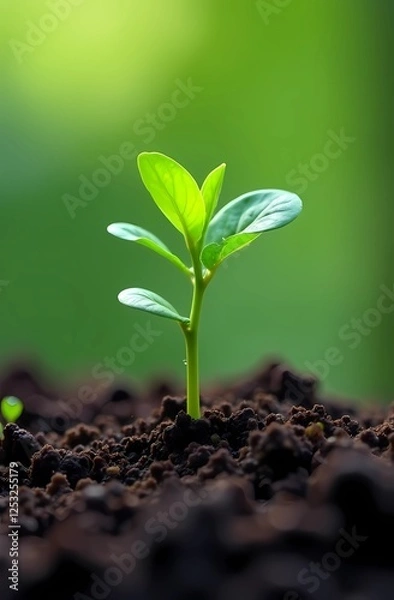 Fototapeta A small young tree. New life. Spring Festival and the beginning of planting trees and plants