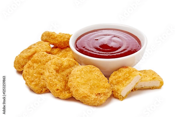 Obraz Crispy Chicken Nuggets served with a flavorful Dipping Sauce for an enjoyable meal and snack