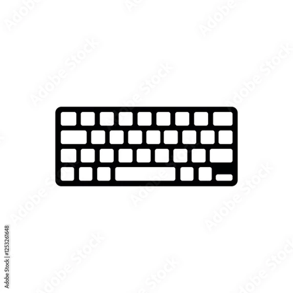 Obraz Minimalist Keyboard Icon – Simple Black and White Computer Symbol for UI & Tech Designs