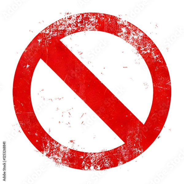 Obraz Distressed Red No Entry Symbol on a Transparent Background