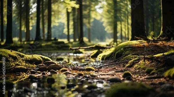 Obraz Abstract background featuring a serene forest landscape.