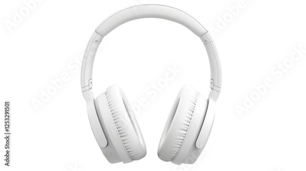 Fototapeta Modern wireless white headphones isolated on transparent background