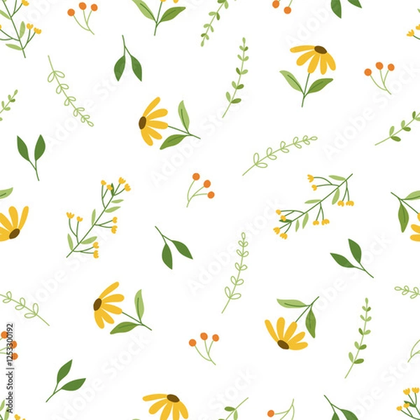 Fototapeta seamless floral pattern. Idea for fabric, tablecloth pattern, wrapping paper, gift paper. Print Ditsy. Motives are scattered randomly. flower pattern background. cute feminine pattern