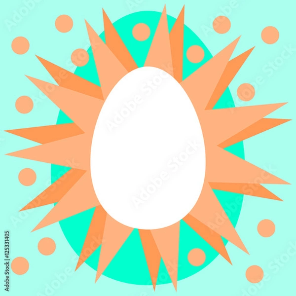 Fototapeta Clear white egg with orange green radiant border with spots
