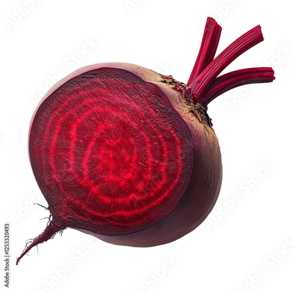 Fototapeta Fresh red beets with leaves isolated on transparent background PNG