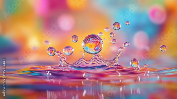 Fototapeta A breathtaking ultra-high-definition image of a water splash, pristine and perfectly suspended in time