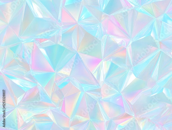 Fototapeta seamless pastel holographic pattern with geometric, iridescent design creates dreamy and futuristic background