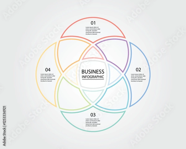 Fototapeta Business Infographic modern design template for banners and infographics for 4 gradient venn diagram circle line step
