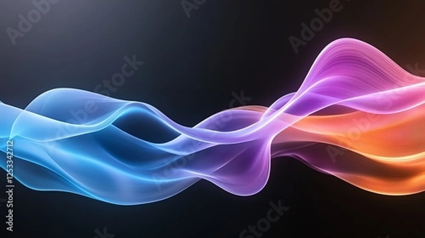 Fototapeta Colorful abstract wave lines on a dark background showcasing vibrant, flowing energy and motion.