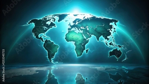 Fototapeta Glowing Orb Depicting the Planet Earth with Illuminated Continents and Oceans, a Stunning Visual Representation of Global Interconnectivity