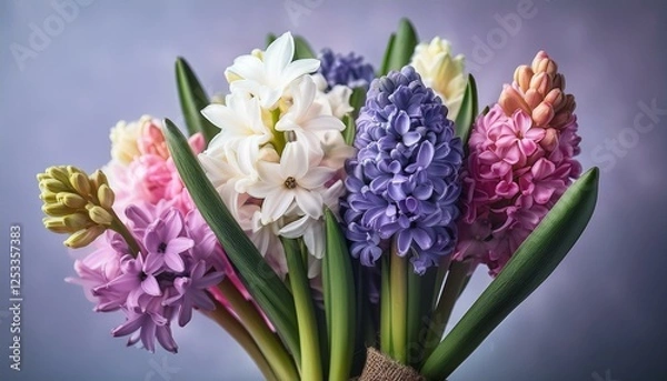 Fototapeta a small bouquet of different hyacinths close up