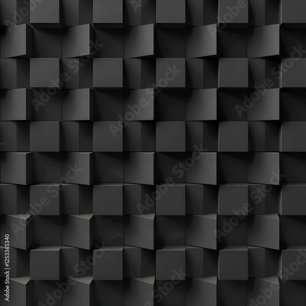 Fototapeta Abstract Black Cube Wall. Geometric Pattern Background