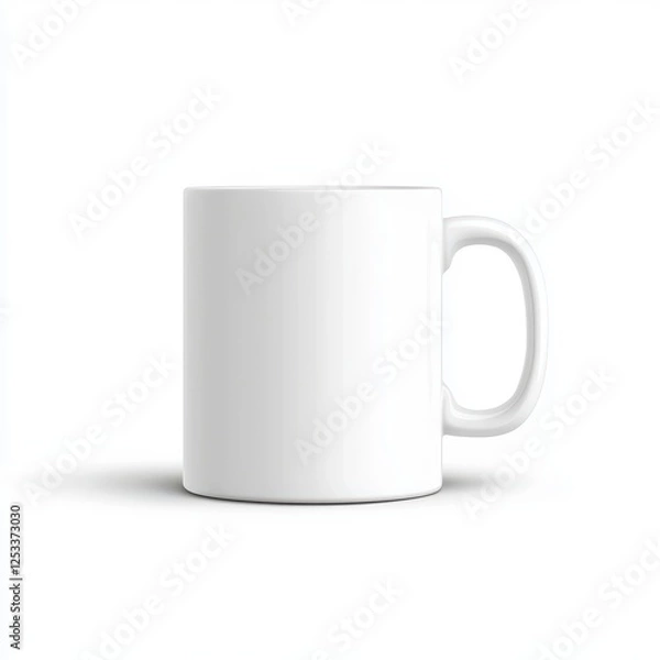Fototapeta A coffee mug, household item, ceramic with a matte finish, white, isolated on white background
