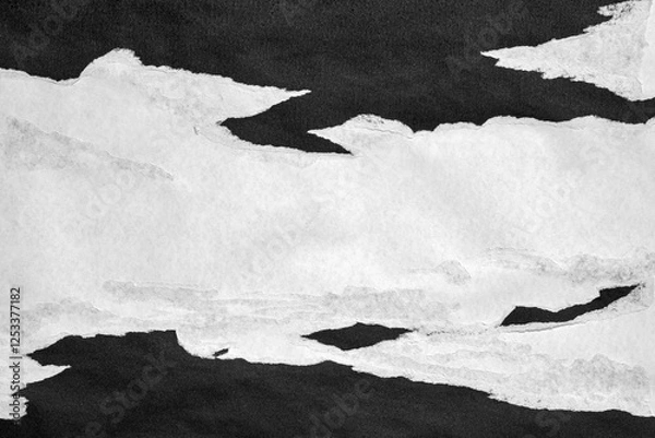 Fototapeta Black and White Torn Paper Collage Style, Ripped Paper Effect, Texture Abstract Background, Copy Space for Text.