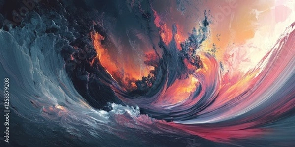Fototapeta abstract artwork showcasing concept art with a focus on forward-looking and experimental designs, incorporating various artistic elements and colors to create a visually