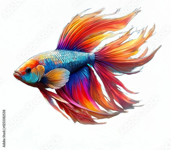 Obraz Bunter Kampffisch freigestellt