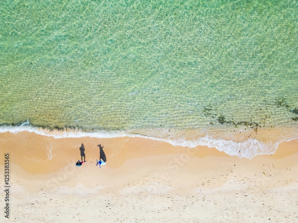 Fototapeta Aerial view of a beach shoreline
