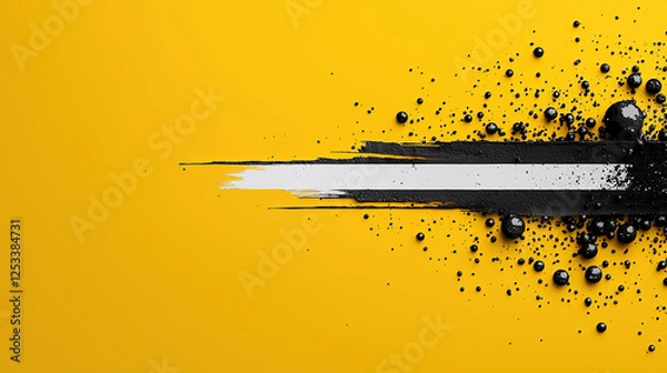 Fototapeta Black and yellow abstract background with brushstroke and halftone style. Creating a dynamic and edgy design with textured grunge feel.
