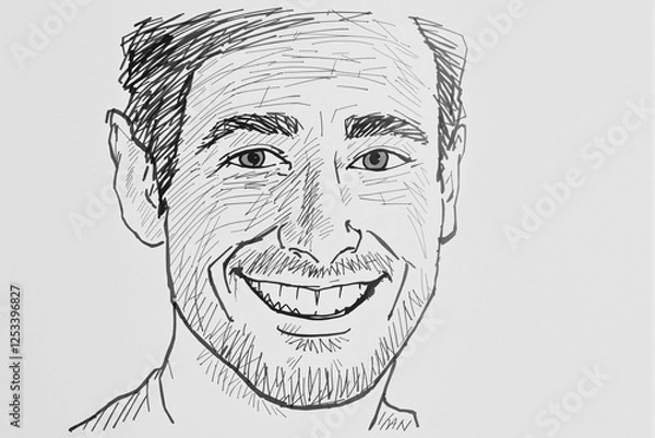 Fototapeta Joyful Doodle of a Smiling Man's Face