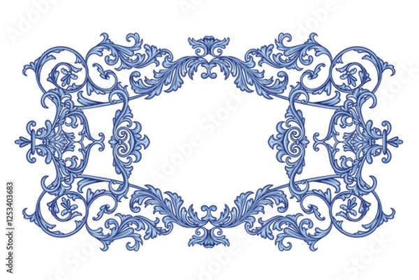 Fototapeta Decorative frame in Baroque style, intricate vector design