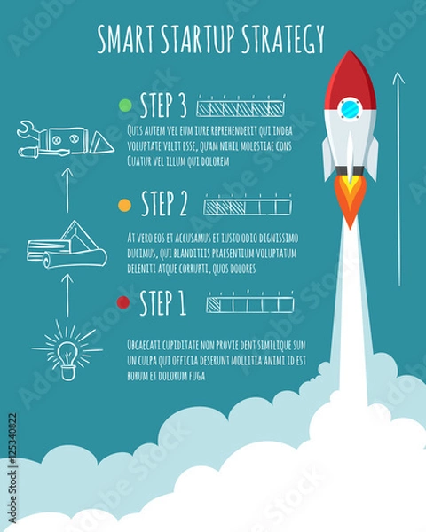 Obraz Rocket ship launch. Start Up concept vector illustration