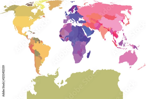 Obraz A colorful world map.Vector map on white background.