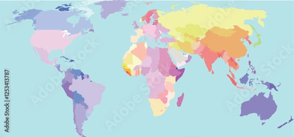 Obraz A colorful world map.Vector map on white background.