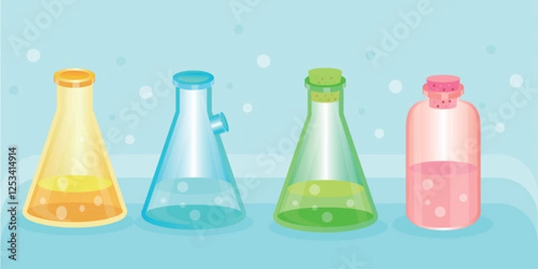 Obraz Laboratory glassware Vector biology lab chemistry experiments
