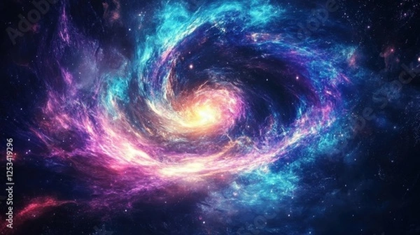 Fototapeta A vibrant cosmic swirl of nebula and stars