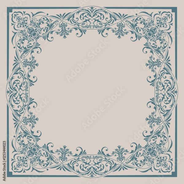 Fototapeta Textile design for elegant scarf in Baroque style with intricate elements