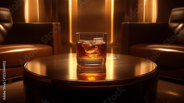 Fototapeta Golden Hour Whiskey: A Luxurious Evening of Relaxation in a  Sophisticated Lounge Setting