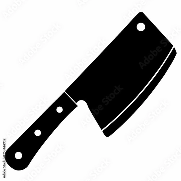 Obraz Sharp Meat Cleaver Silhouette: Butcher Icon, Isolated Vector Graphic for Restaurant Menus, Websites,