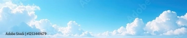 Fototapeta layered puffy white clouds reflect the blue hue of a clear bright summer sky, clouds, puffy, layered