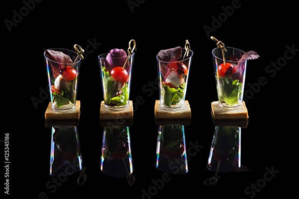 Obraz Canape with cherry-tomato and soft cheese